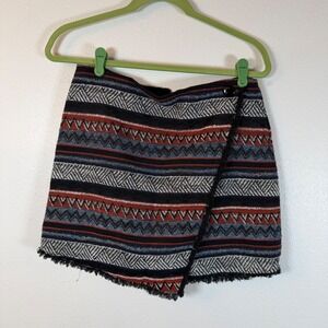 Sam Edelman Womens Southwestern Aztec Tapestry Mini Skirt Fringed Hem Size 6